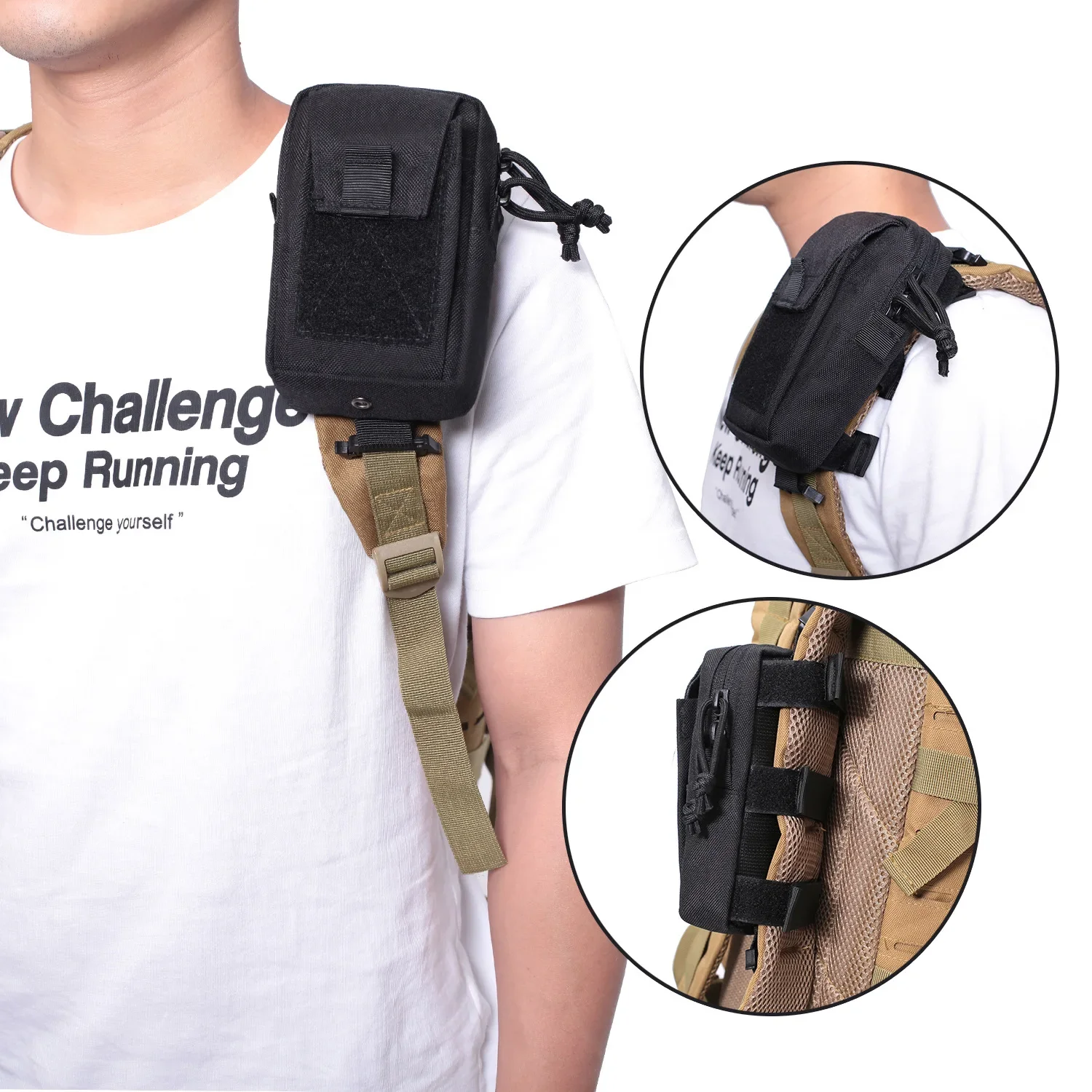 Edc Carry Kit - Tas Pinggang Molle dengan Tali Ransel