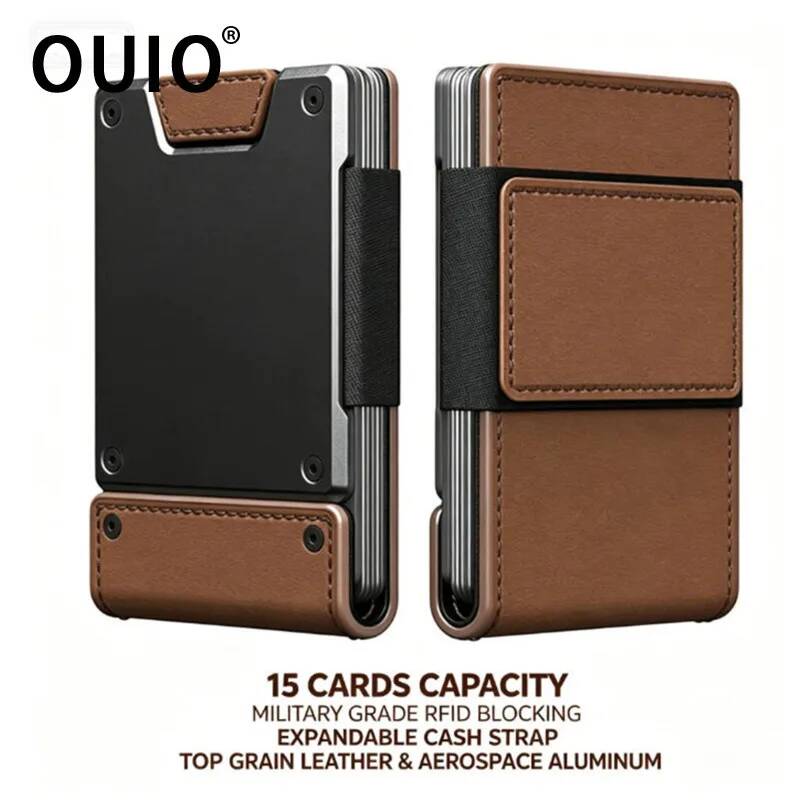 Money Clip Magnetic - OUIO Dompet Kulit Minimalis Pemblokir RFID