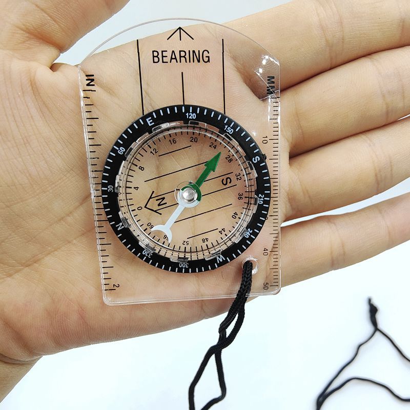 Compass Keychain Mini - 1 buah kompas skala transparan akrilik
